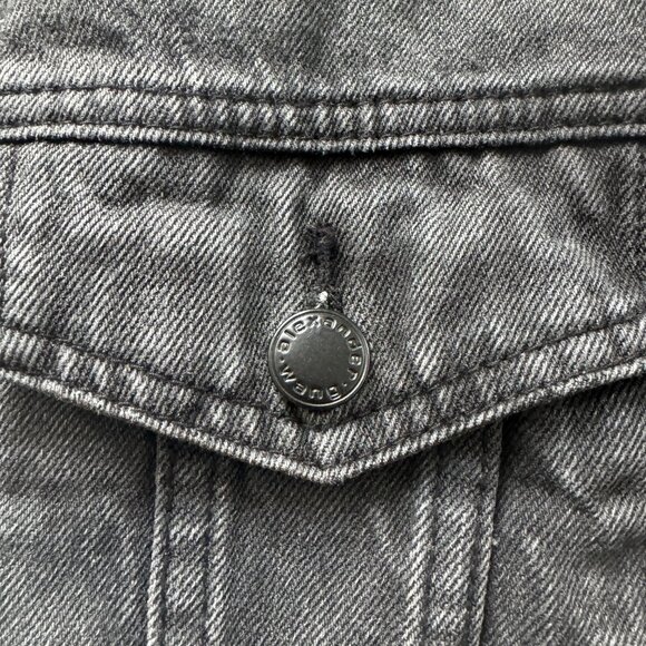 Alexander Wang A Wang Distressed Black Denim Jacket Shirt size 36 PREOWNED - Picture 2 of 10